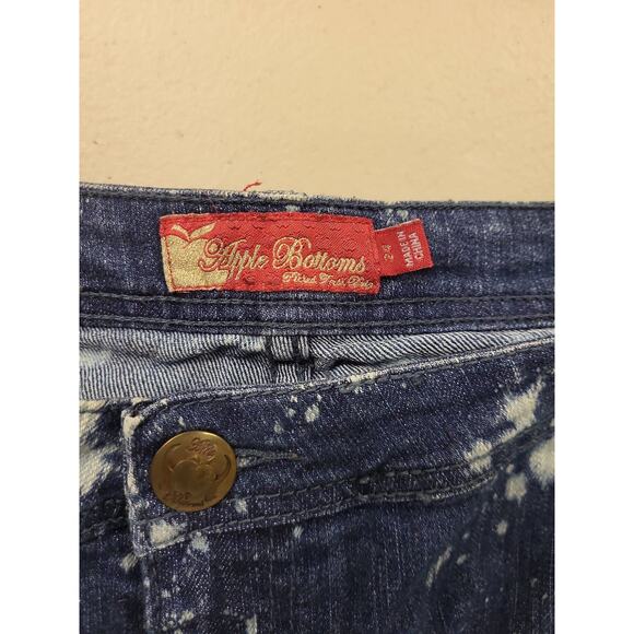 Apple Bottoms Womens Jeans Size 24 Denim Bleach Splatter Distressed Style Logo - Picture 2 of 10